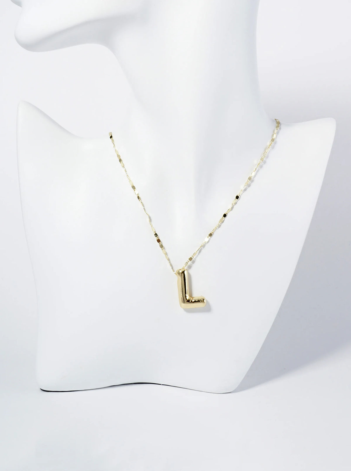18K Gold Dipped Brass Bubble Initial Pendant Necklace