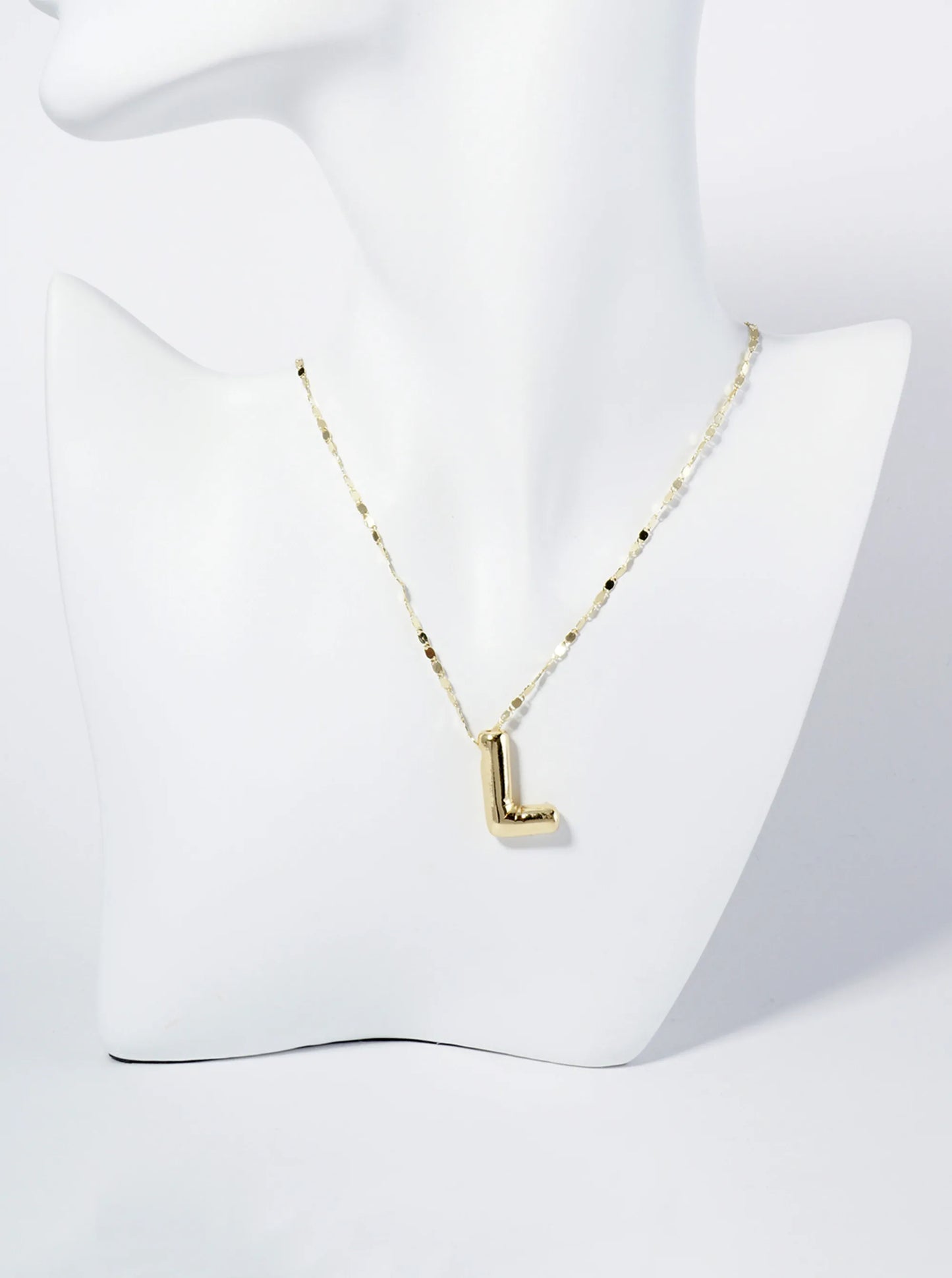 18K Gold Dipped Brass Bubble Initial Pendant Necklace