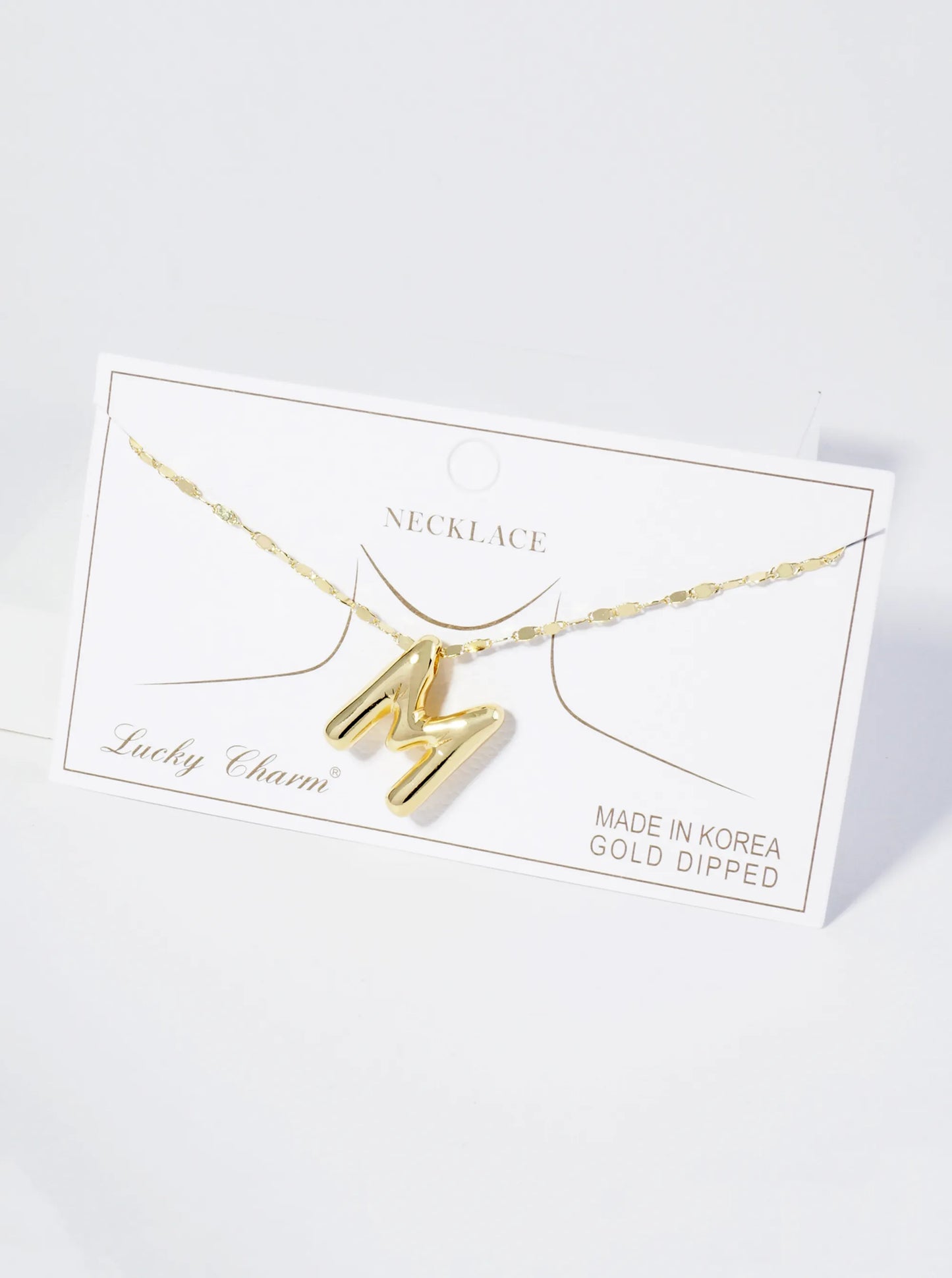 18K Gold Dipped Brass Bubble Initial Pendant Necklace