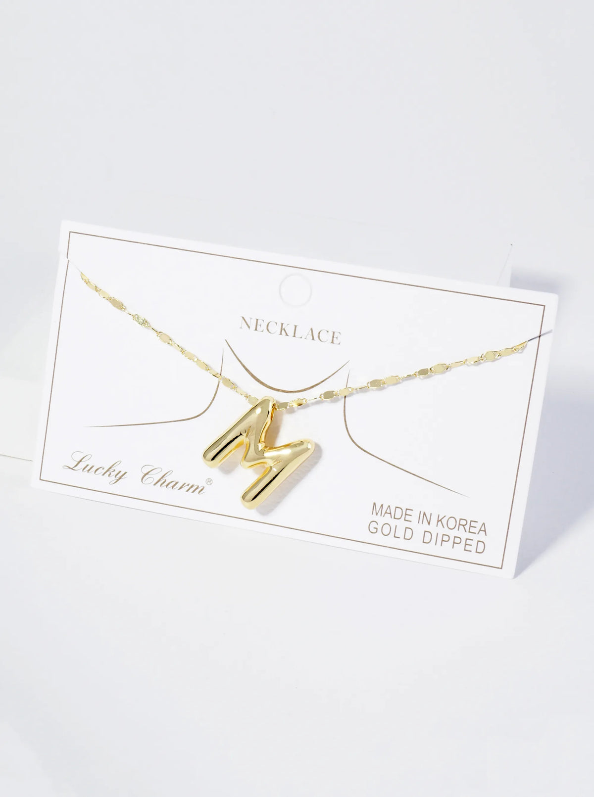 18K Gold Dipped Brass Bubble Initial Pendant Necklace