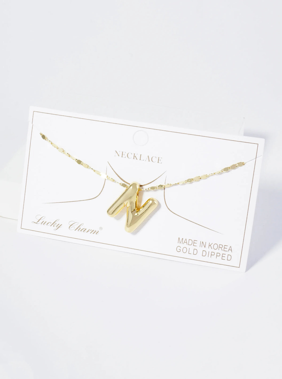 18K Gold Dipped Brass Bubble Initial Pendant Necklace