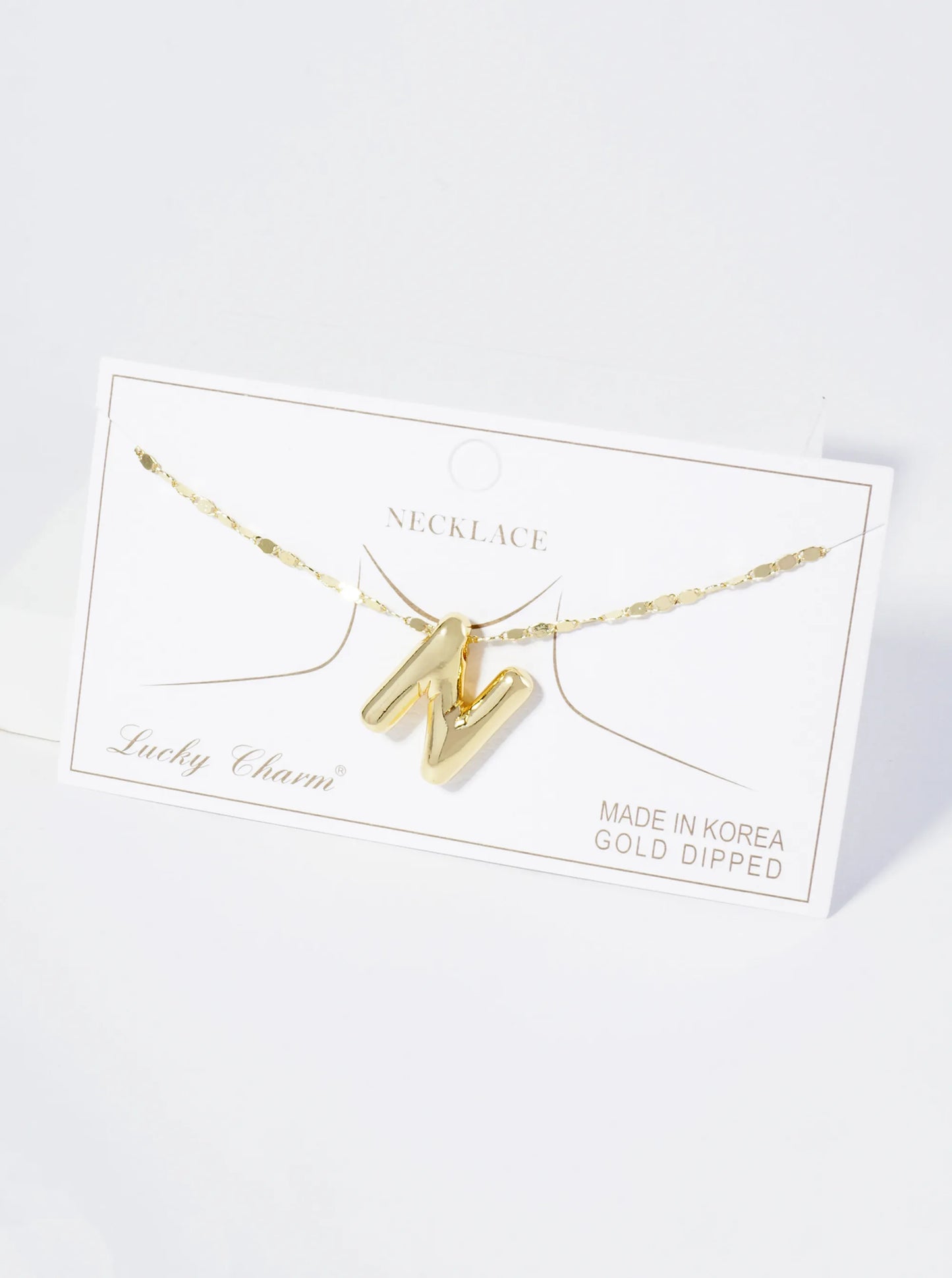 18K Gold Dipped Brass Bubble Initial Pendant Necklace