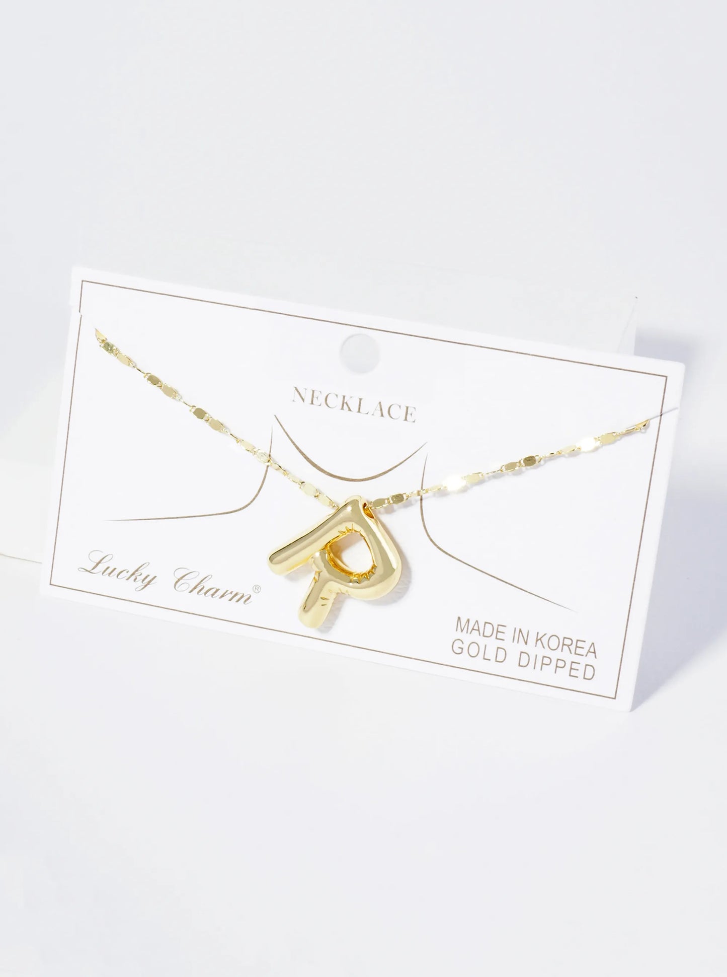 18K Gold Dipped Brass Bubble Initial Pendant Necklace