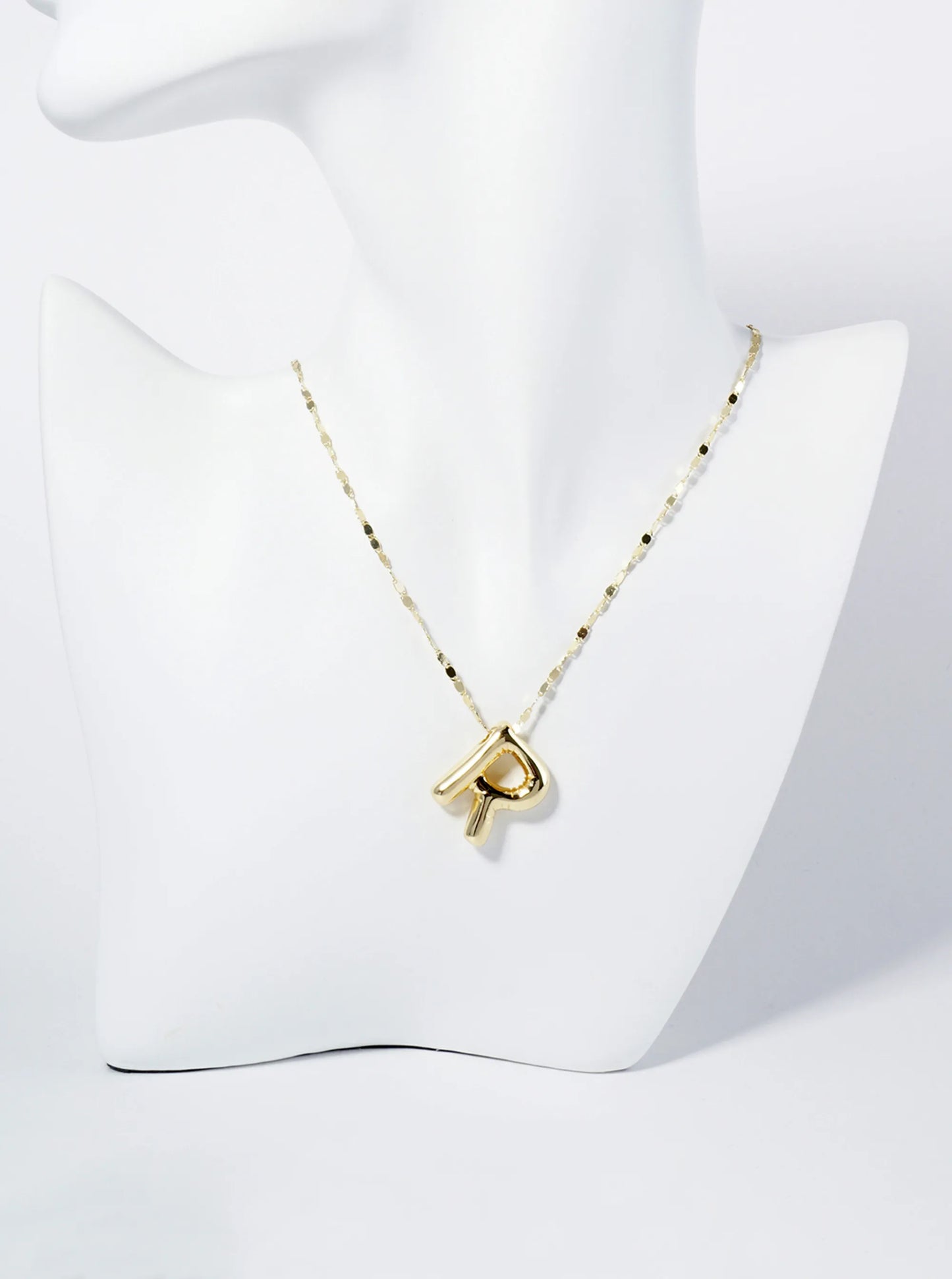 18K Gold Dipped Brass Bubble Initial Pendant Necklace