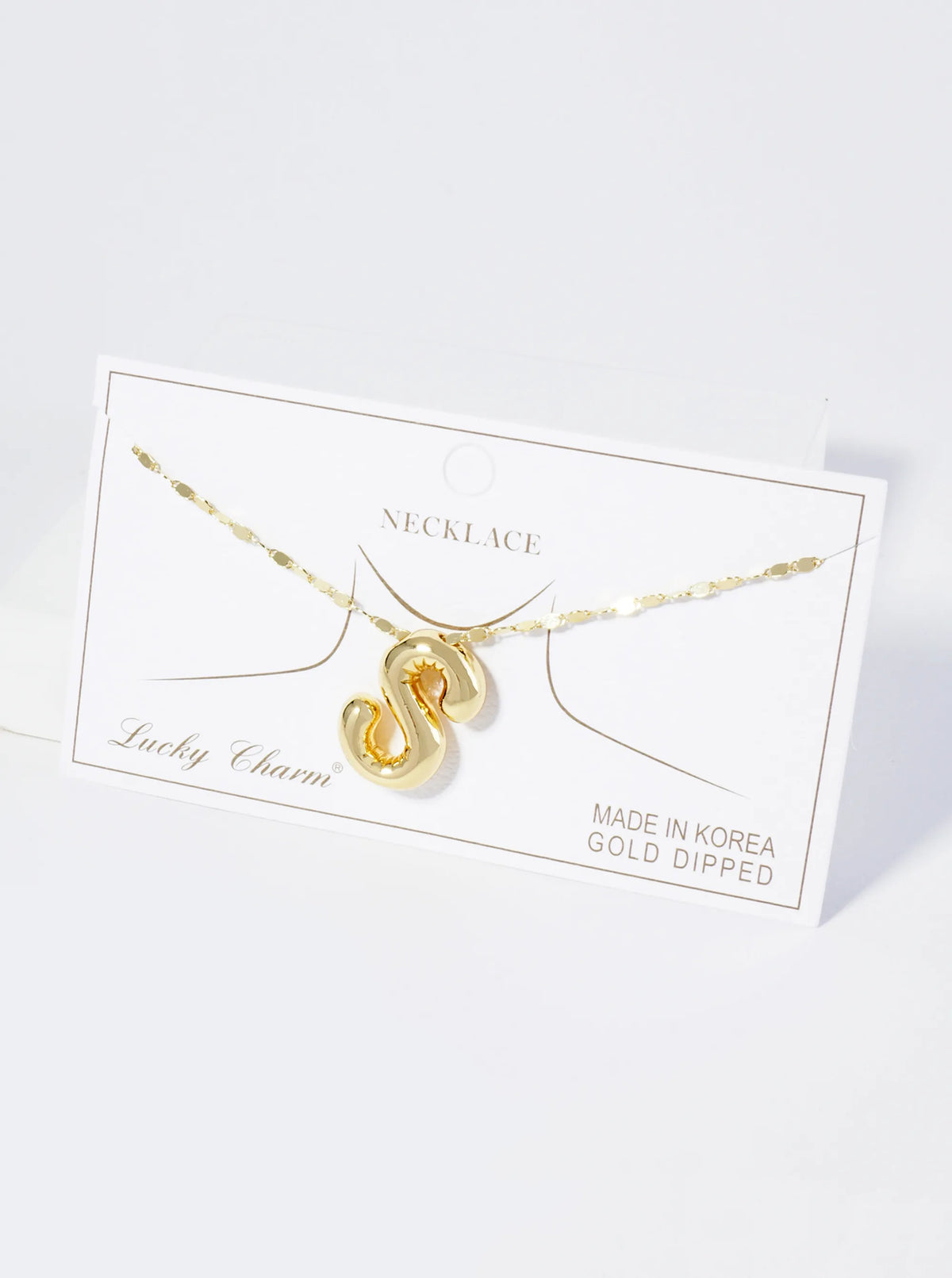 18K Gold Dipped Brass Bubble Initial Pendant Necklace