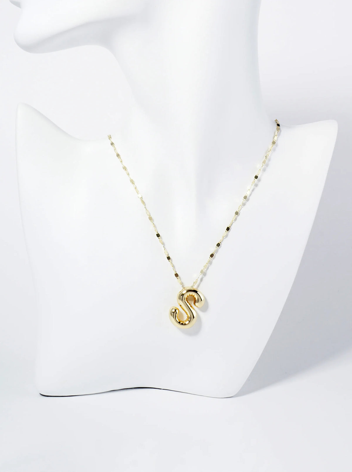18K Gold Dipped Brass Bubble Initial Pendant Necklace