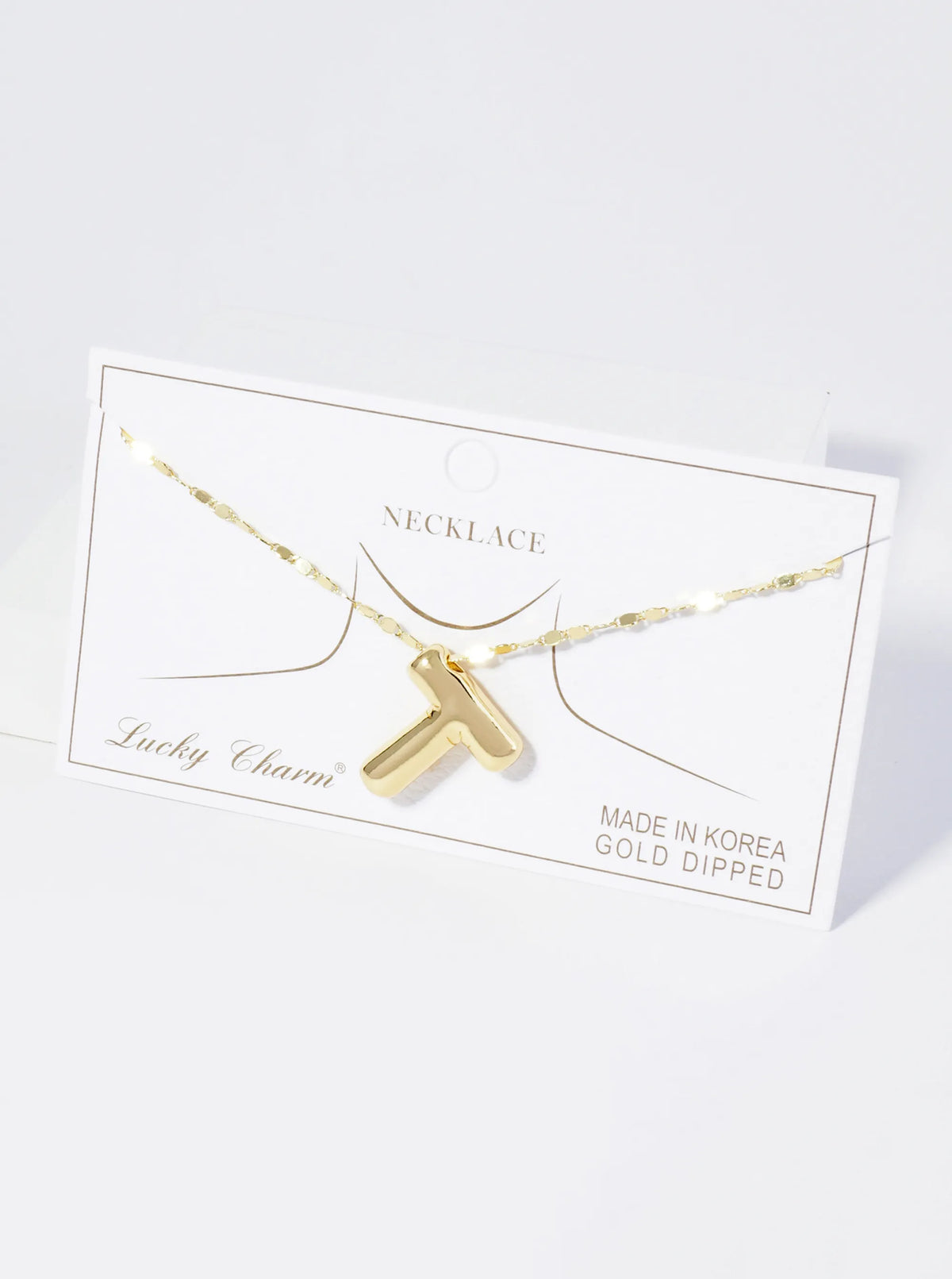 18K Gold Dipped Brass Bubble Initial Pendant Necklace