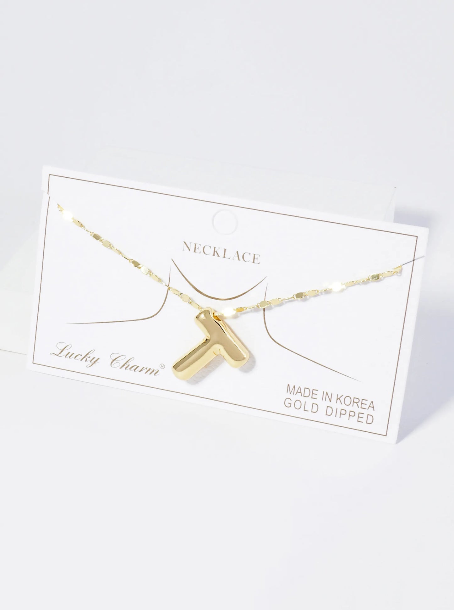 18K Gold Dipped Brass Bubble Initial Pendant Necklace