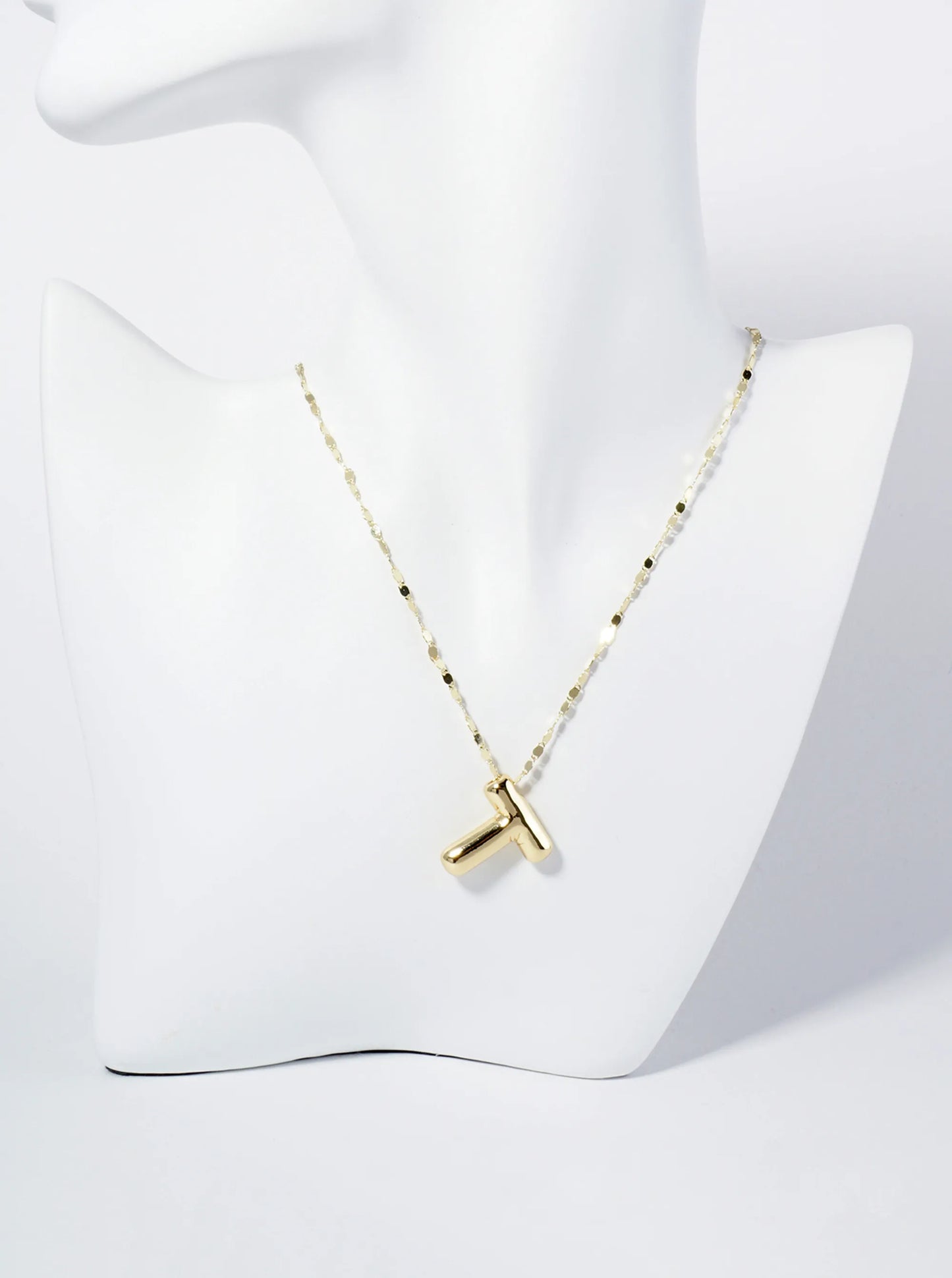 18K Gold Dipped Brass Bubble Initial Pendant Necklace
