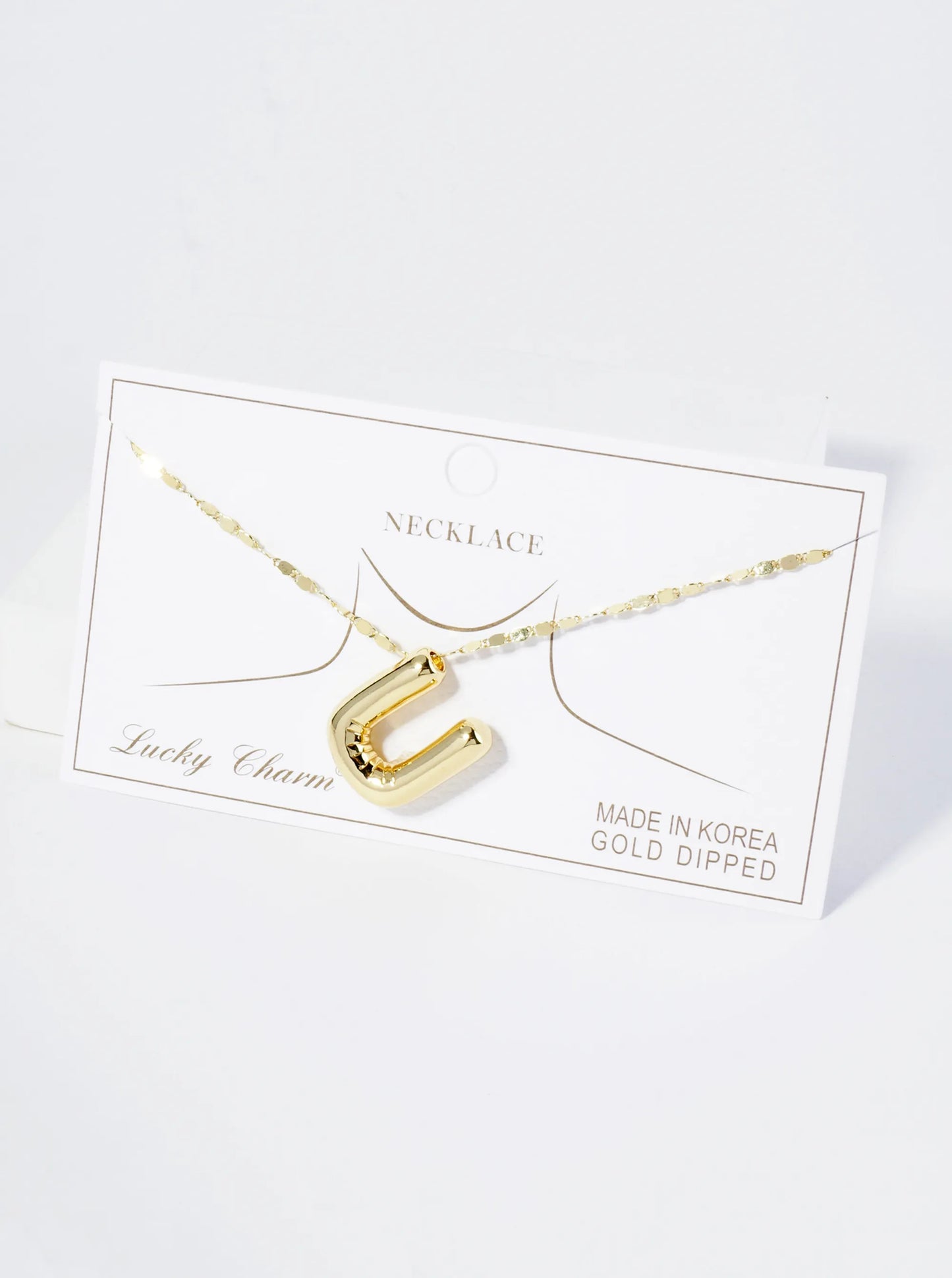 18K Gold Dipped Brass Bubble Initial Pendant Necklace