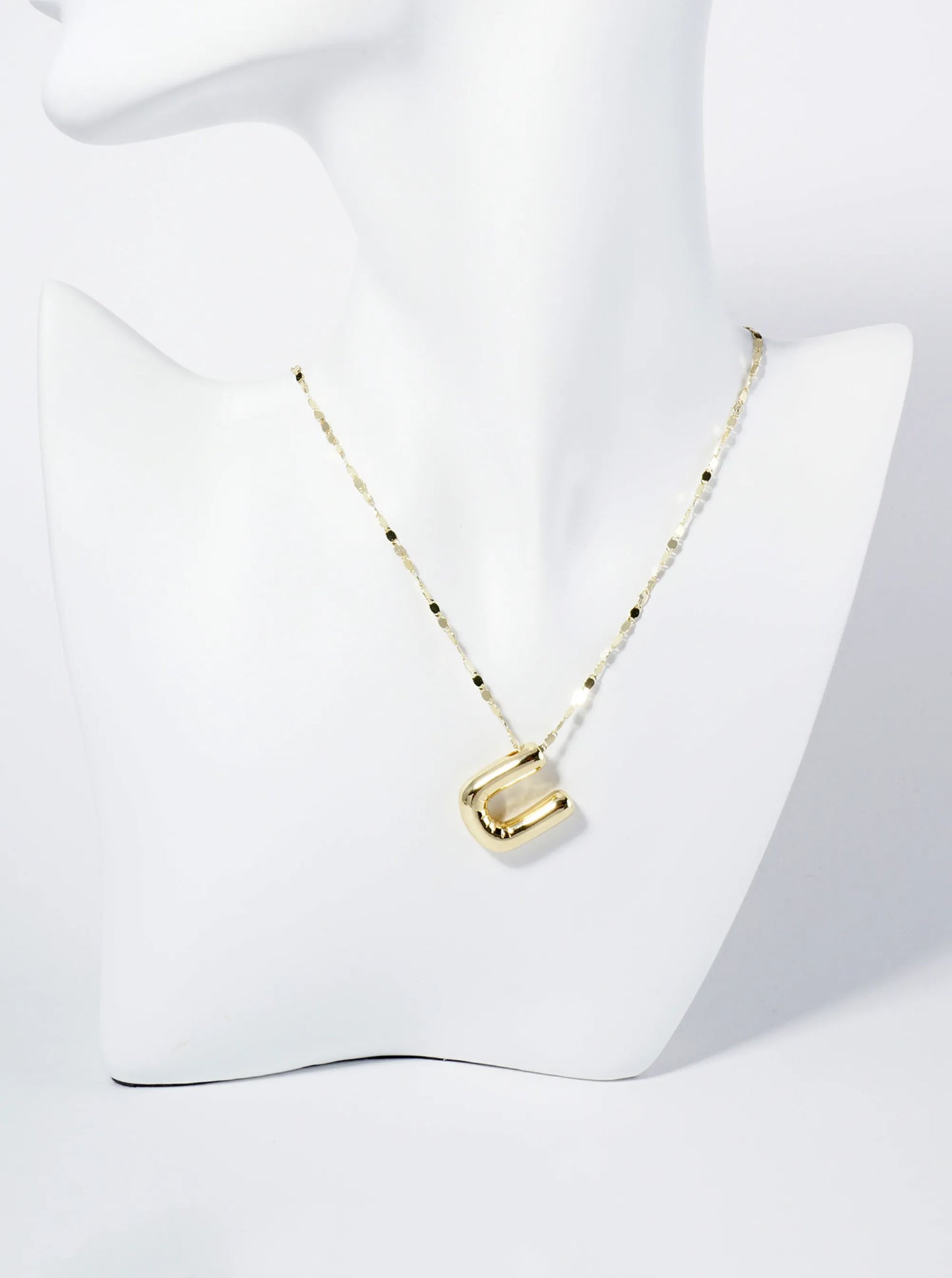 18K Gold Dipped Brass Bubble Initial Pendant Necklace