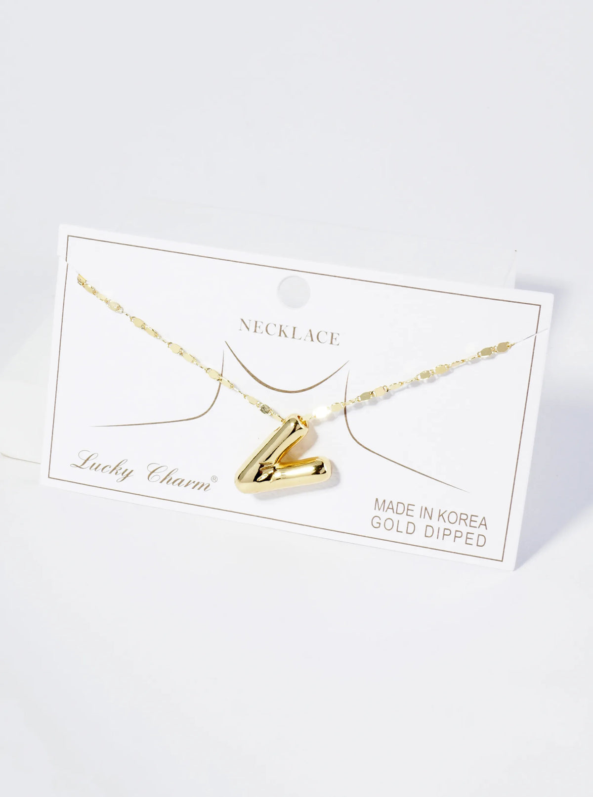 18K Gold Dipped Brass Bubble Initial Pendant Necklace