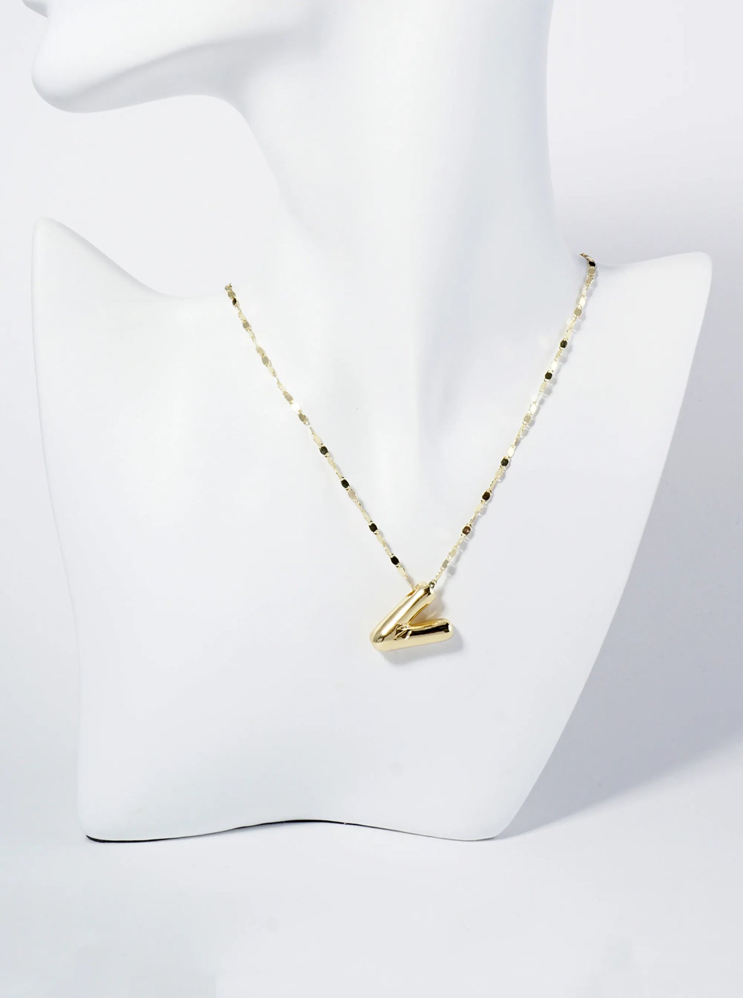 18K Gold Dipped Brass Bubble Initial Pendant Necklace