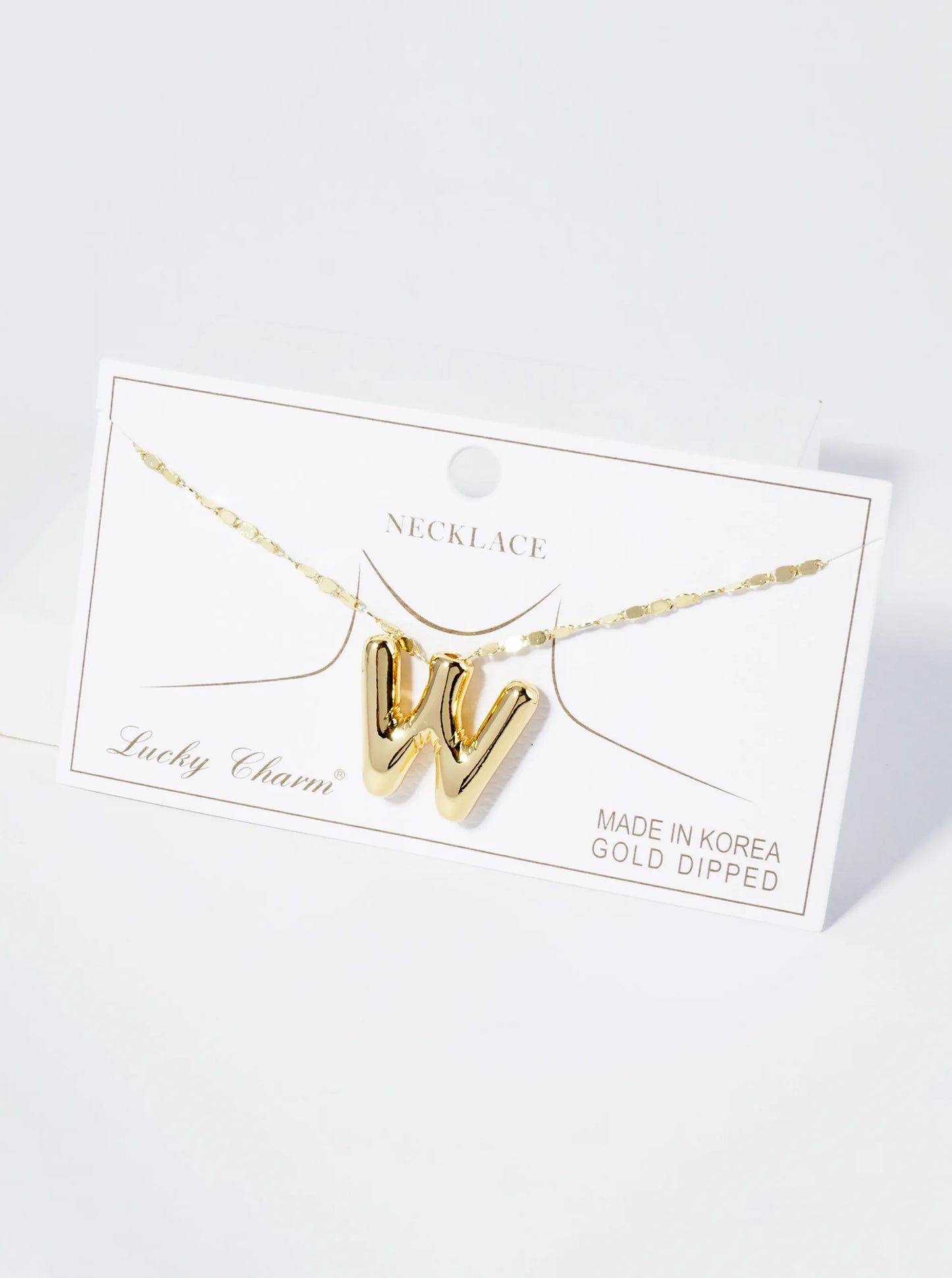 18K Gold Dipped Brass Bubble Initial Pendant Necklace