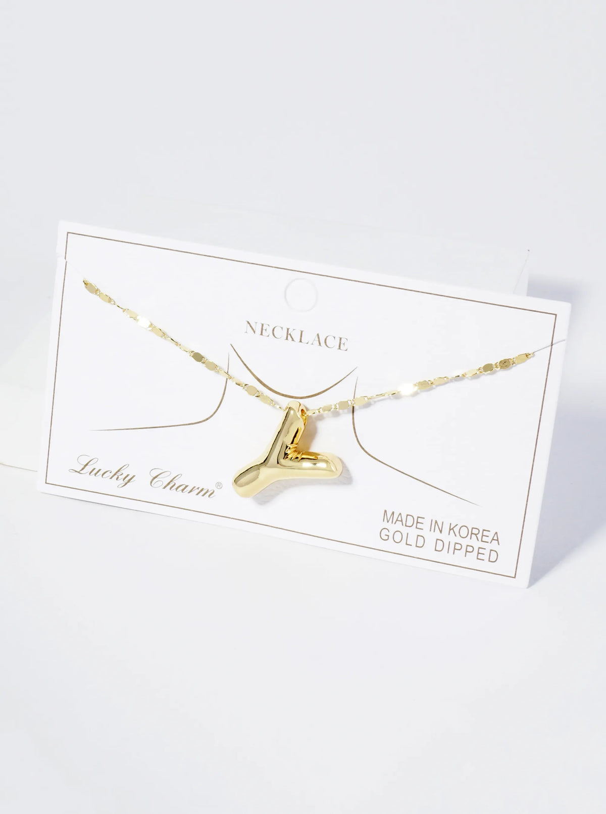 18K Gold Dipped Brass Bubble Initial Pendant Necklace