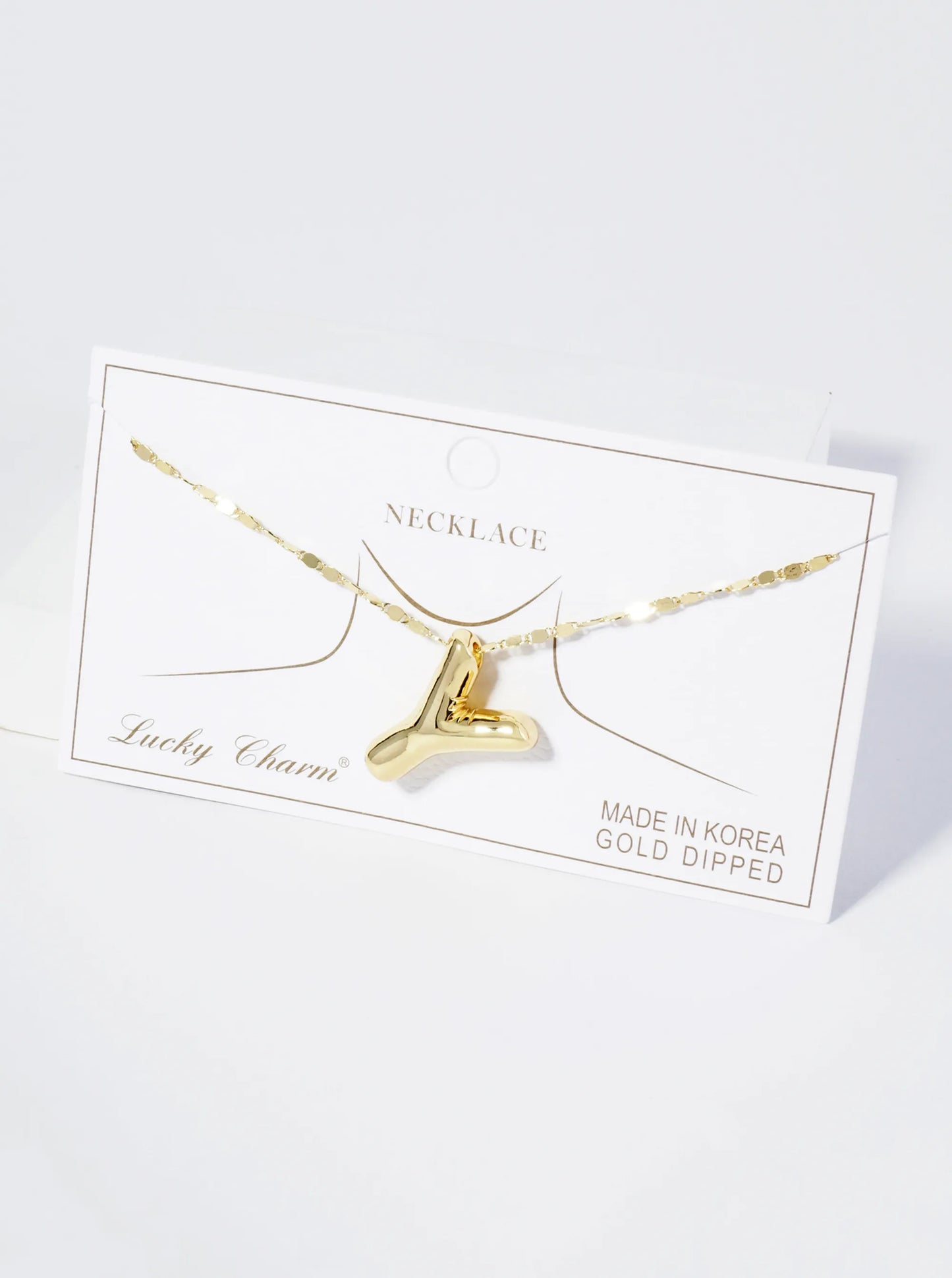 18K Gold Dipped Brass Bubble Initial Pendant Necklace