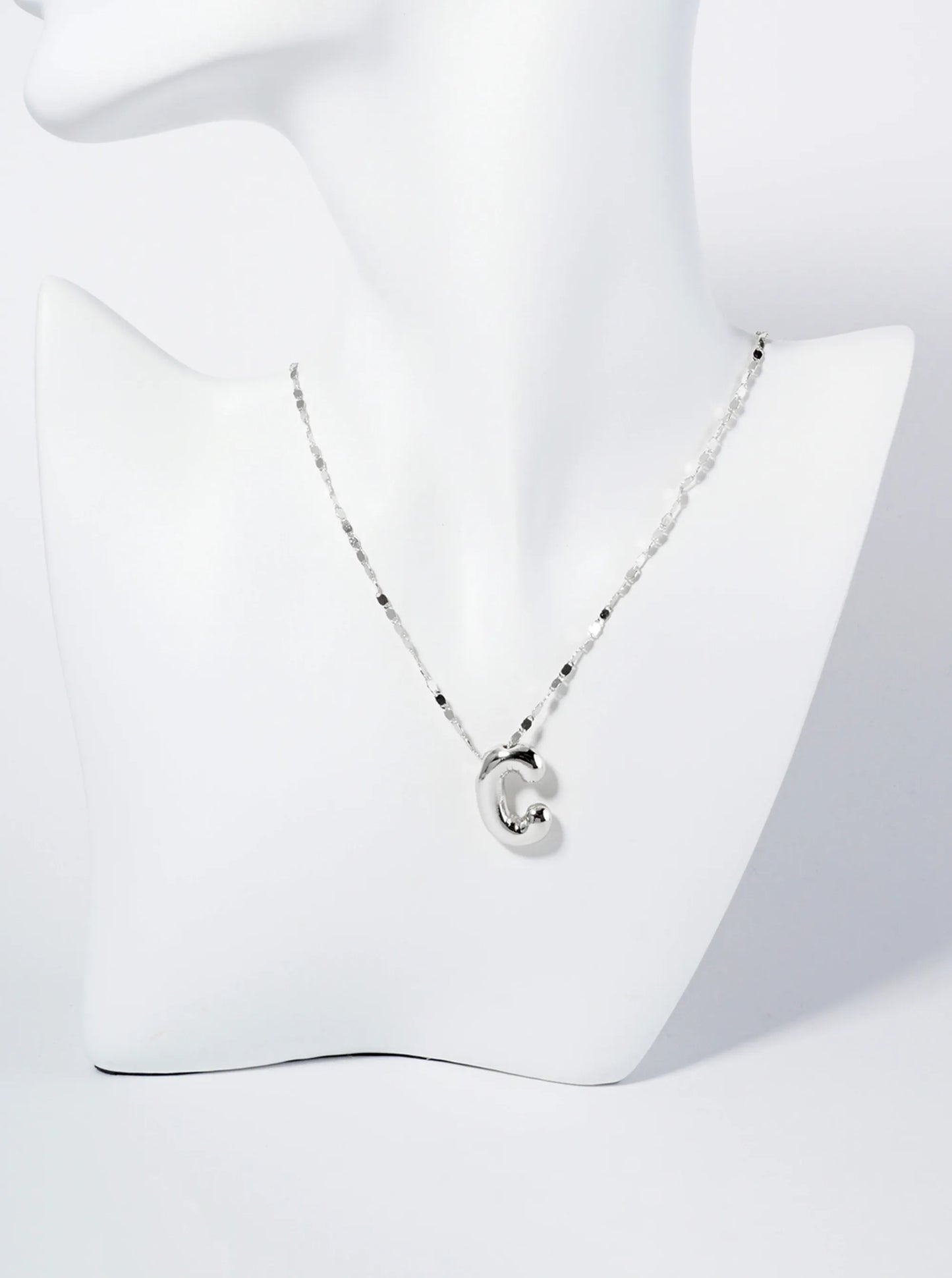 18K Gold Dipped Brass Bubble Initial Pendant Necklace
