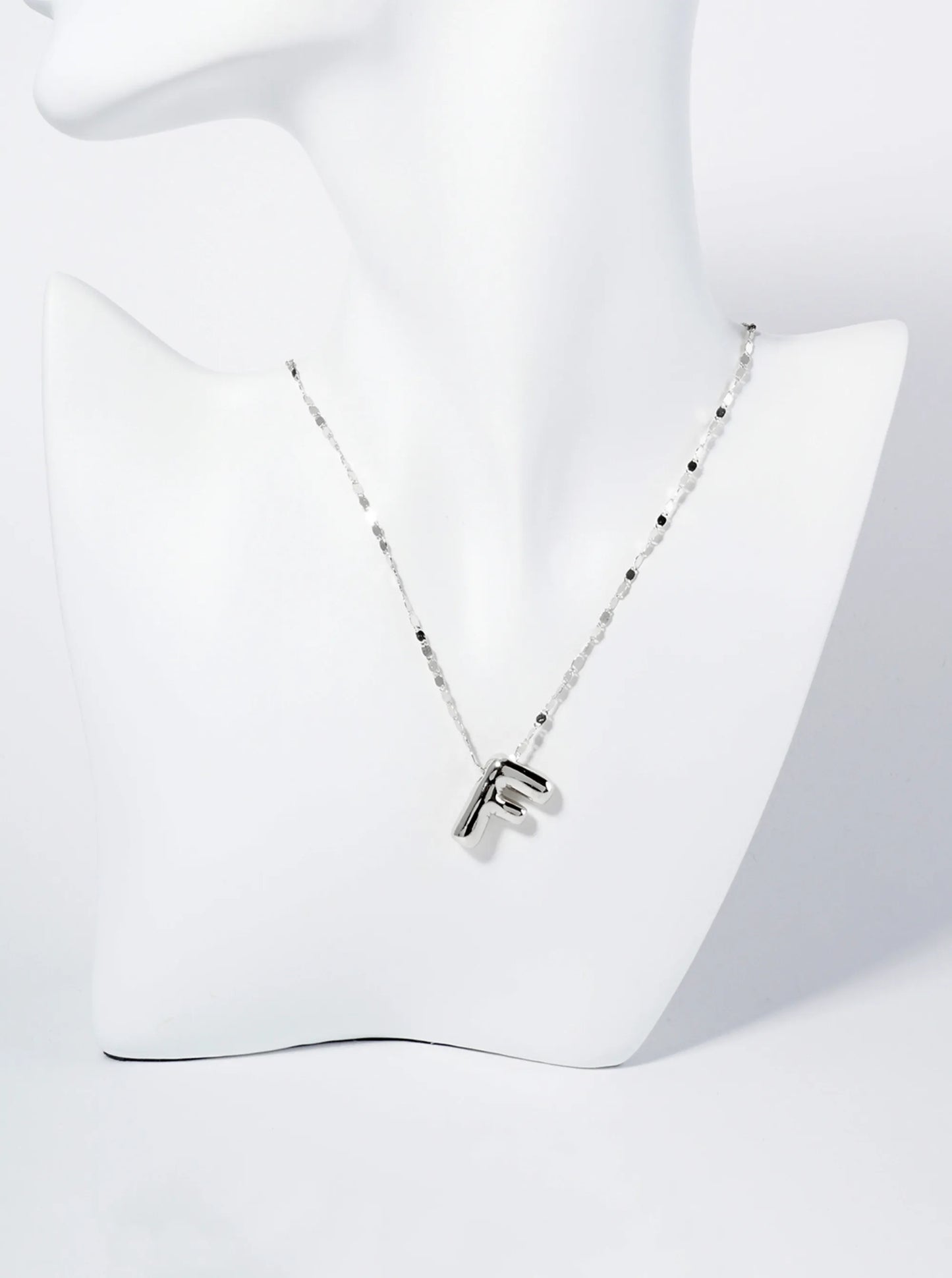 18K Gold Dipped Brass Bubble Initial Pendant Necklace