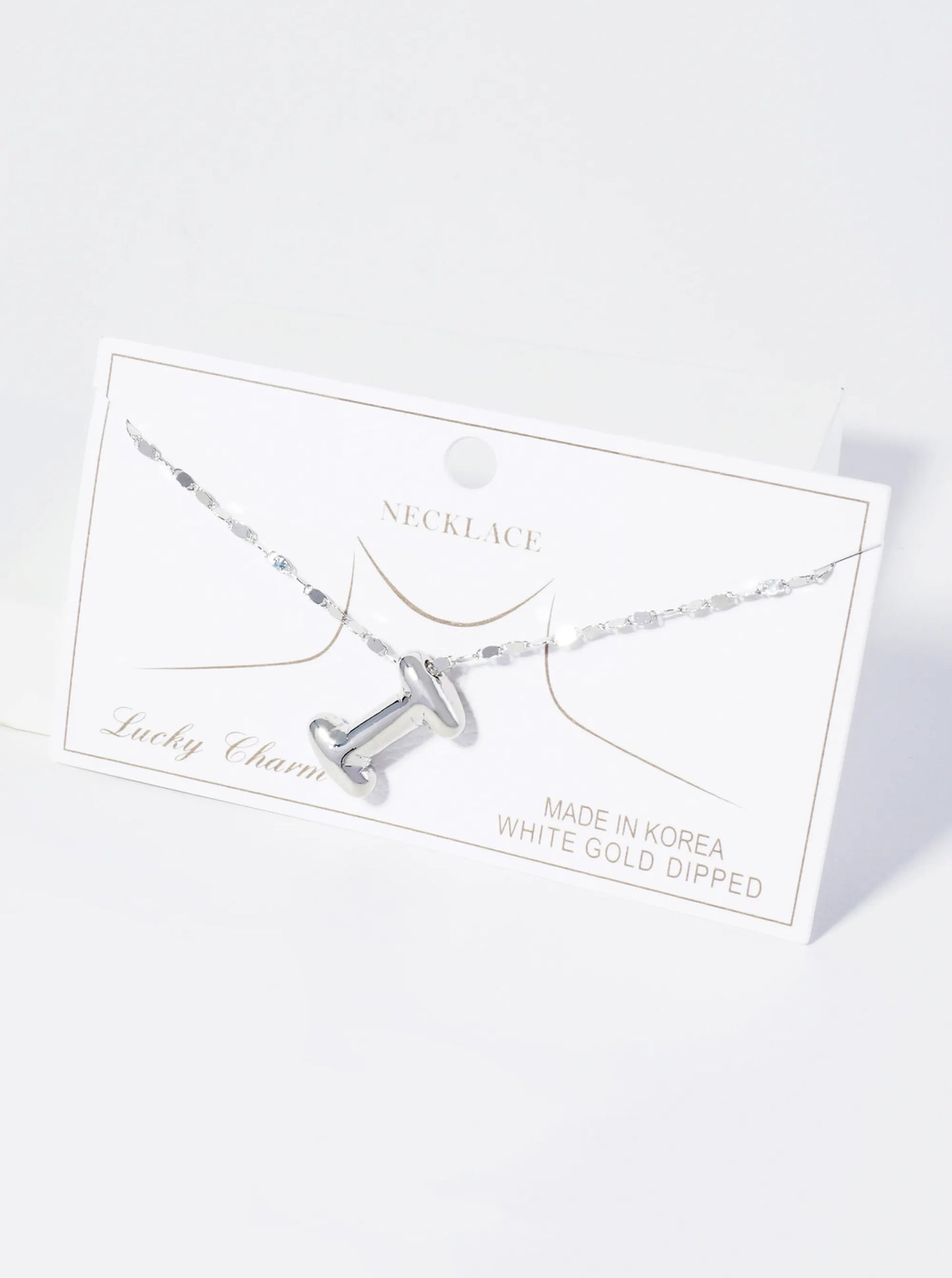 18K Gold Dipped Brass Bubble Initial Pendant Necklace