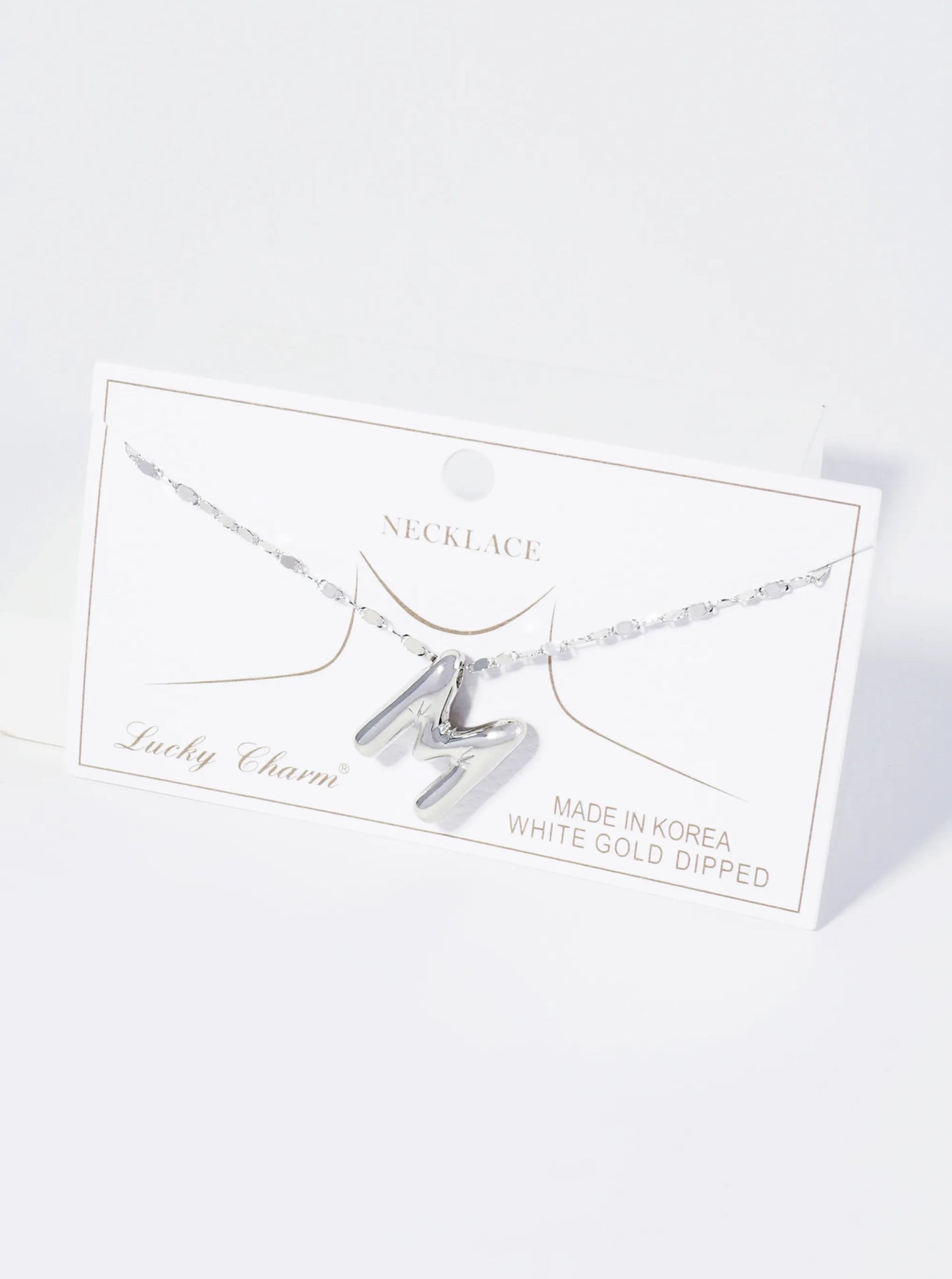 18K Gold Dipped Brass Bubble Initial Pendant Necklace