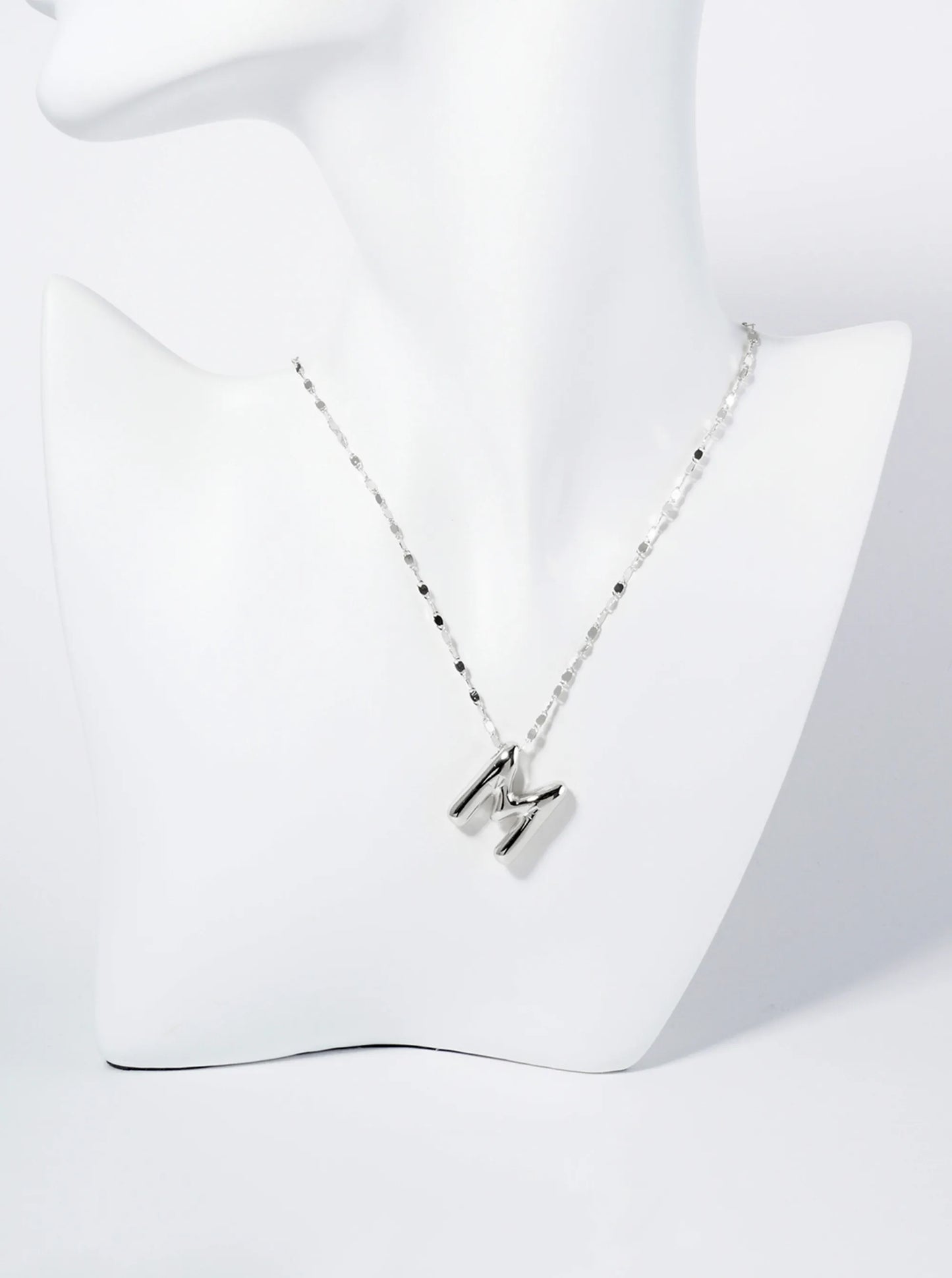 18K Gold Dipped Brass Bubble Initial Pendant Necklace