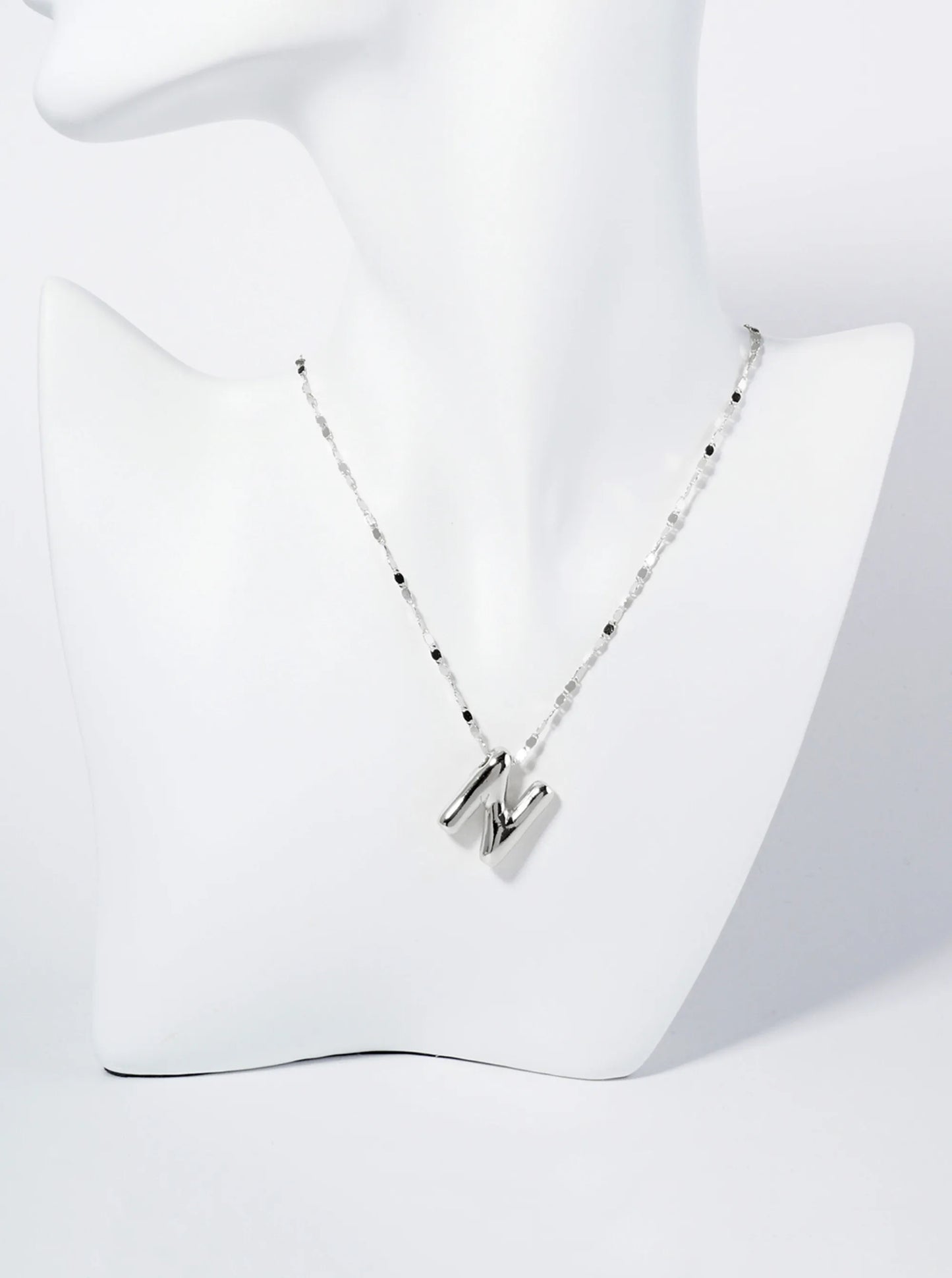 18K Gold Dipped Brass Bubble Initial Pendant Necklace