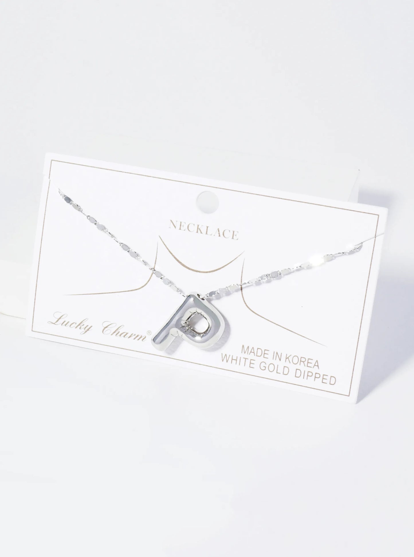 18K Gold Dipped Brass Bubble Initial Pendant Necklace