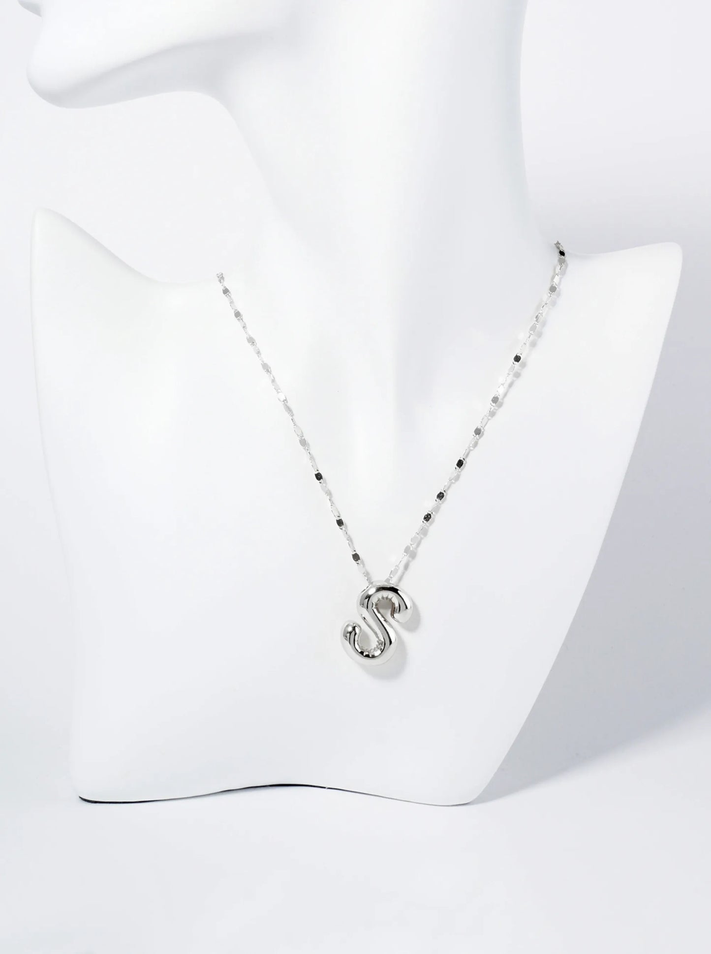 18K Gold Dipped Brass Bubble Initial Pendant Necklace