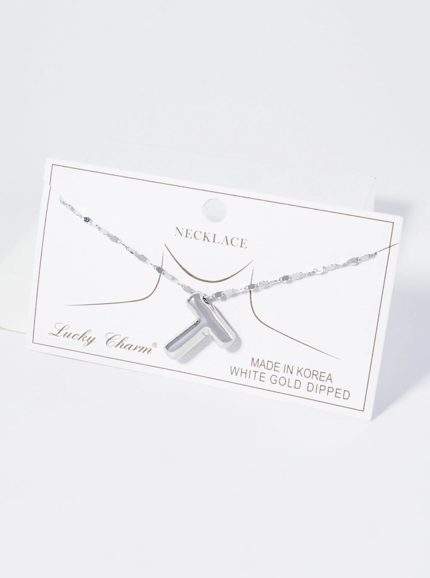 18K Gold Dipped Brass Bubble Initial Pendant Necklace