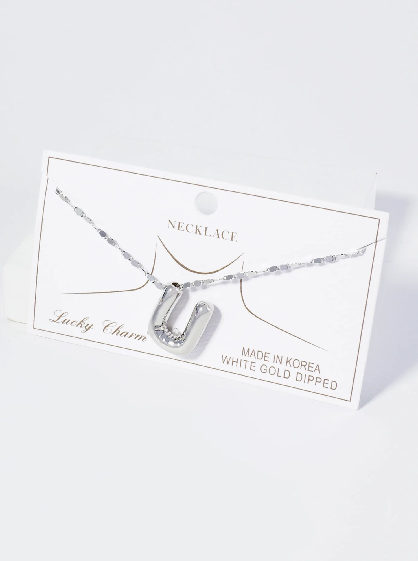 18K Gold Dipped Brass Bubble Initial Pendant Necklace