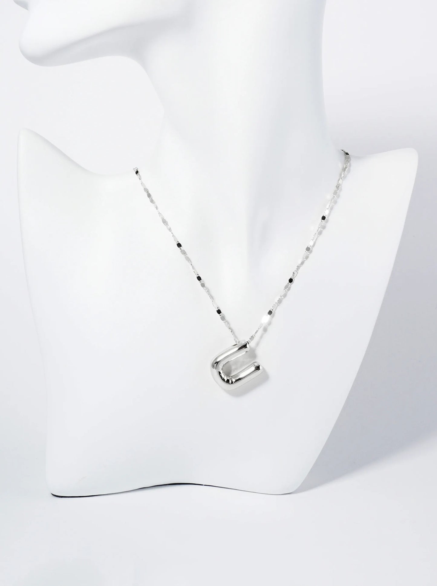 18K Gold Dipped Brass Bubble Initial Pendant Necklace