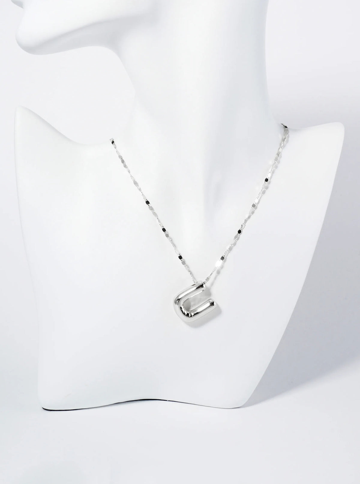 18K Gold Dipped Brass Bubble Initial Pendant Necklace