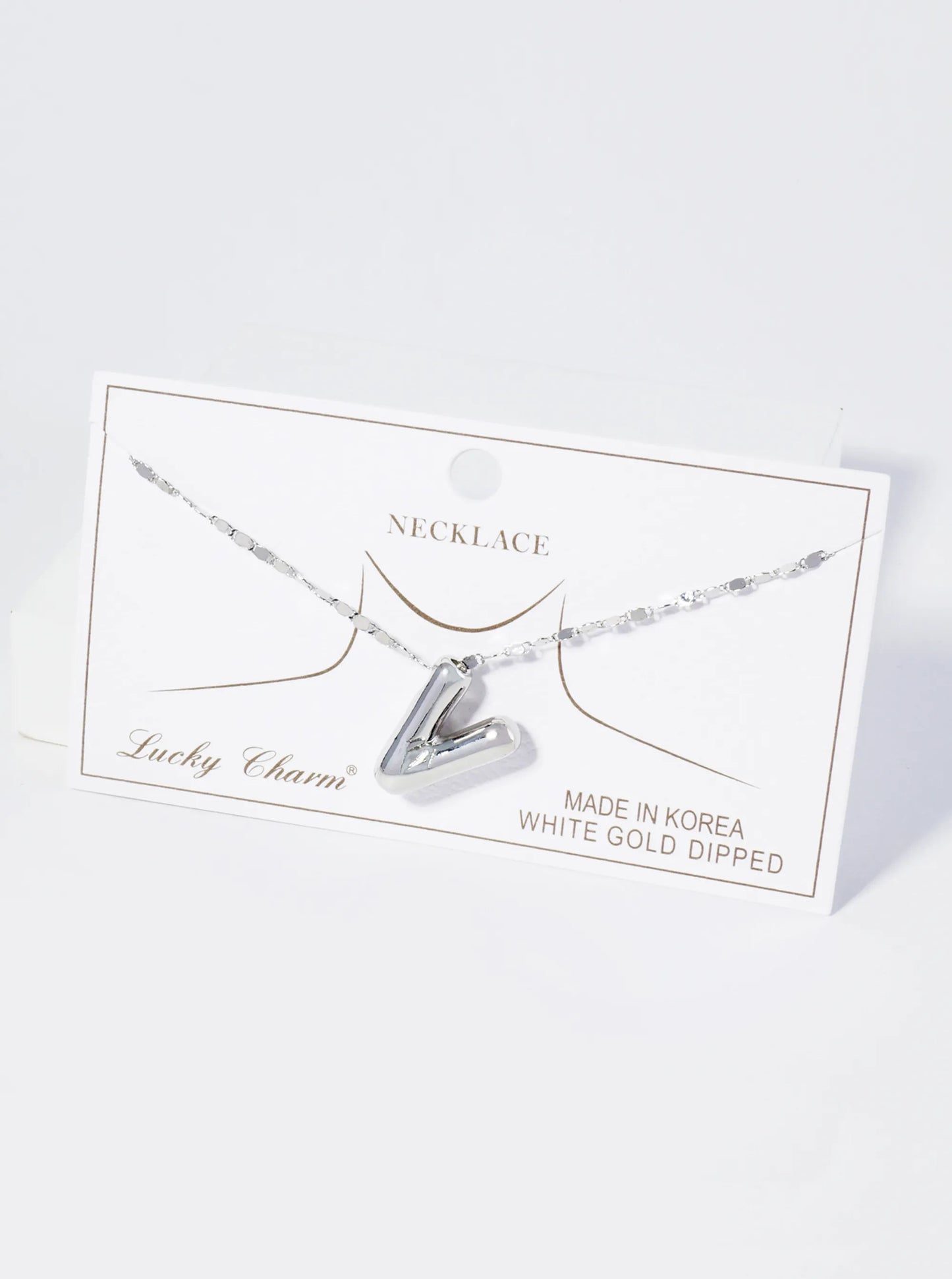 18K Gold Dipped Brass Bubble Initial Pendant Necklace