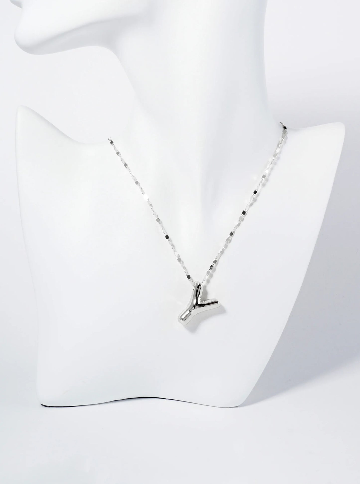 18K Gold Dipped Brass Bubble Initial Pendant Necklace