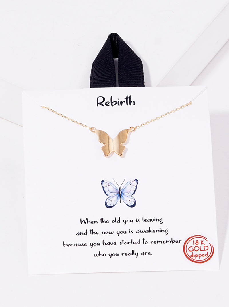 White Gold Dipped Brass Butterfly Pendant Necklace