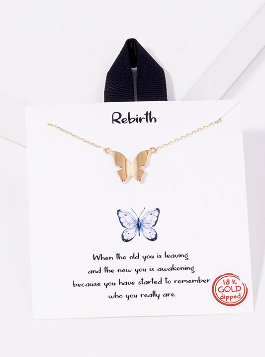 18K Gold Dipped Brass Butterfly Pendant Necklace