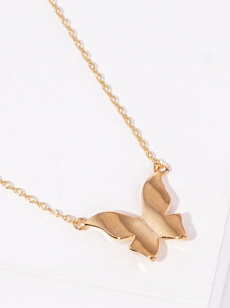 18K Gold Dipped Brass Butterfly Pendant Necklace