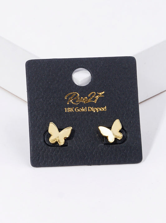 18K Gold Dipped Brass Butterfly Stud Earrings