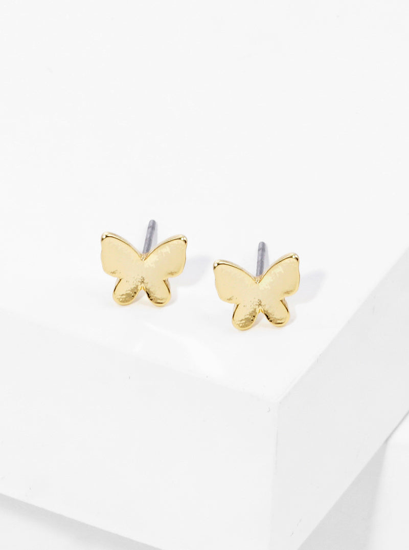 18K Gold Dipped Brass Butterfly Stud Earrings