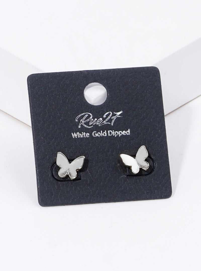 18K Gold Dipped Brass Butterfly Stud Earrings