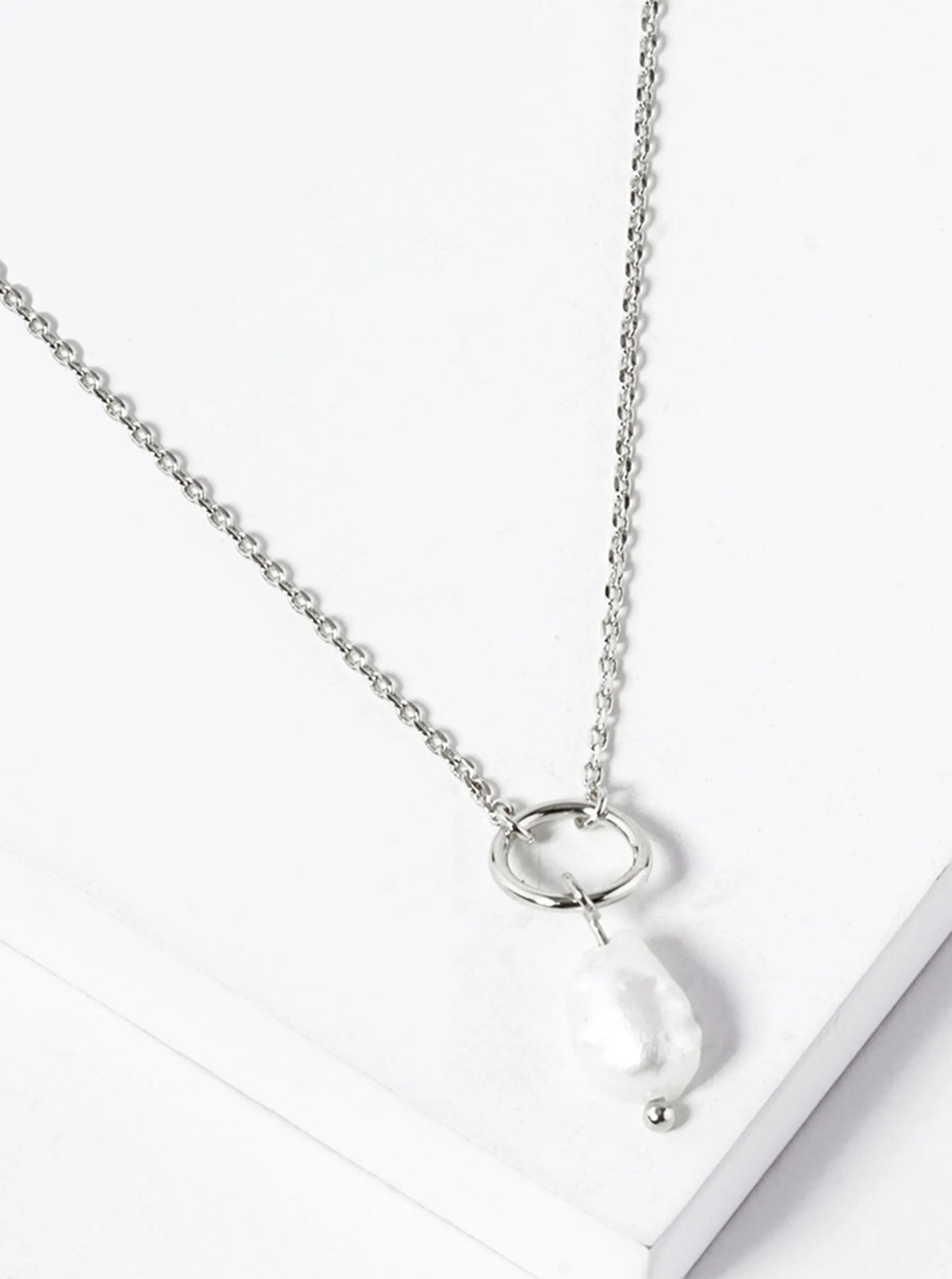 18K-Gold-Dipped Brass Circle Freshwater-Pearl Pendant Necklace