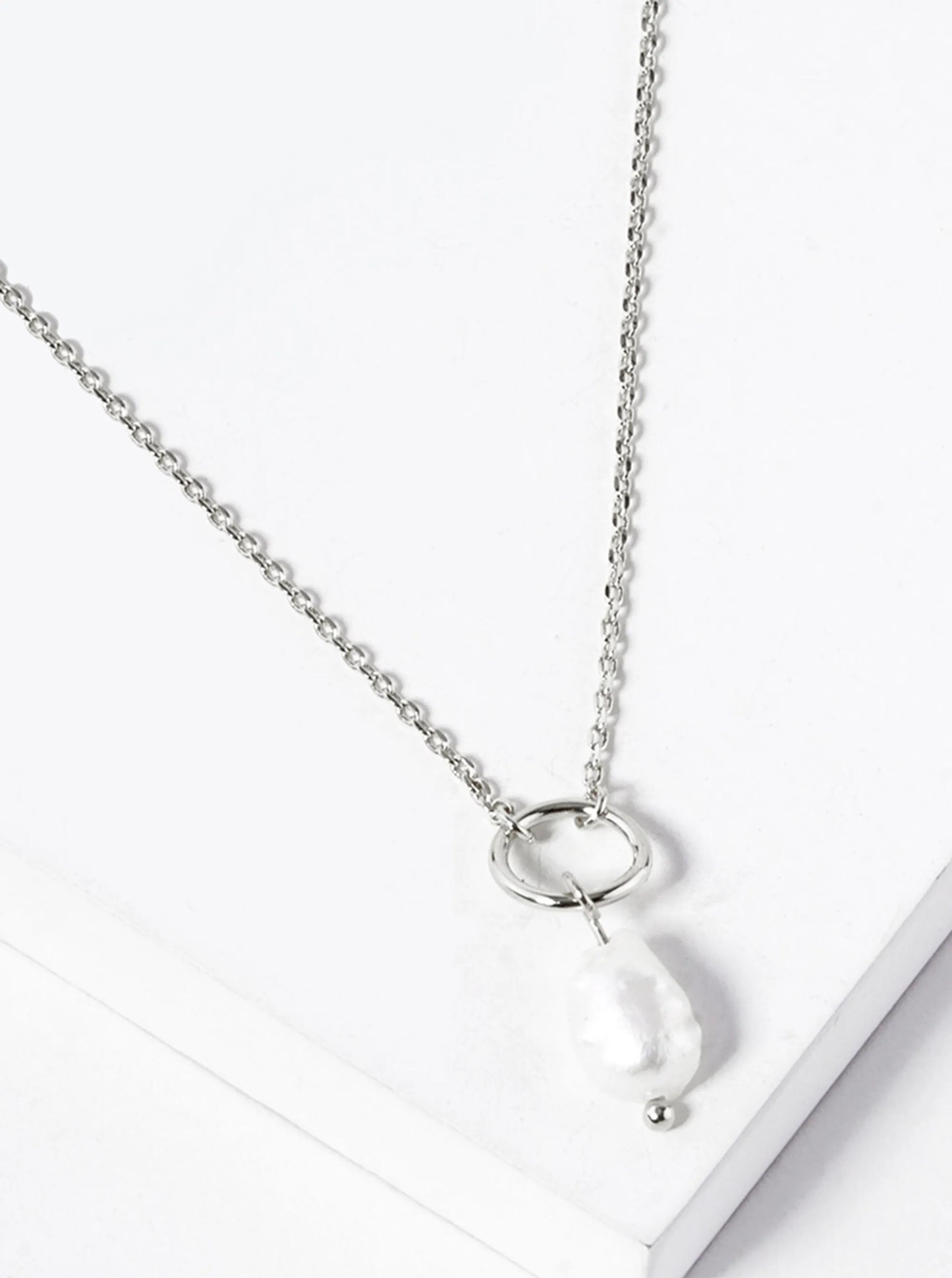 18K-Gold-Dipped Brass Circle Freshwater-Pearl Pendant Necklace
