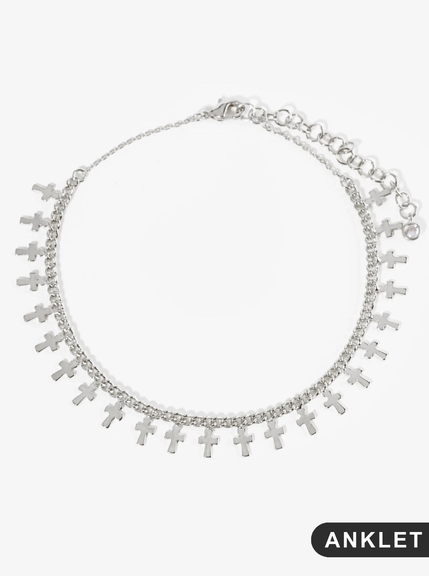 18K Gold Dipped Brass Cross Charm Tassel Anklet