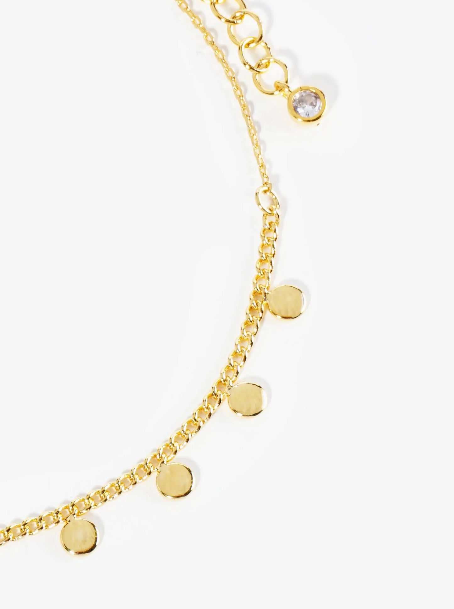 18K Gold Dipped Brass Disc Charm Tassel Anklet