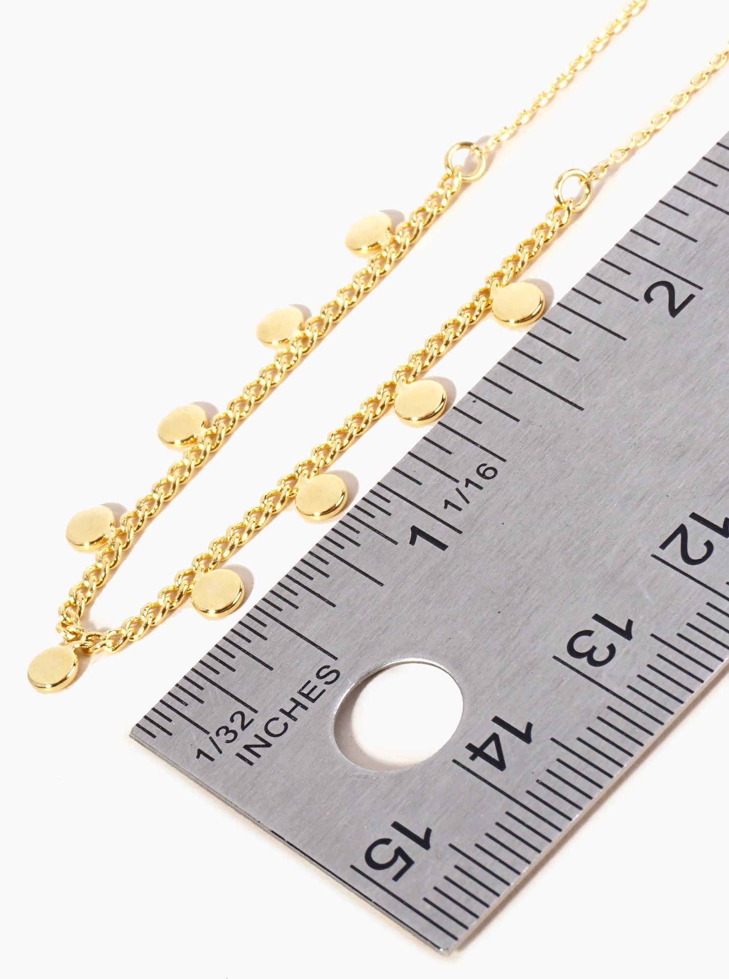 18K Gold Dipped Brass Disc Charm Tassel Anklet