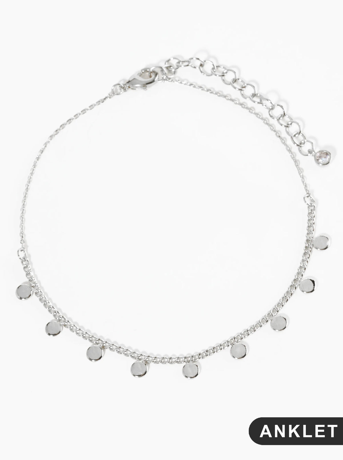 18K Gold Dipped Brass Disc Charm Tassel Anklet