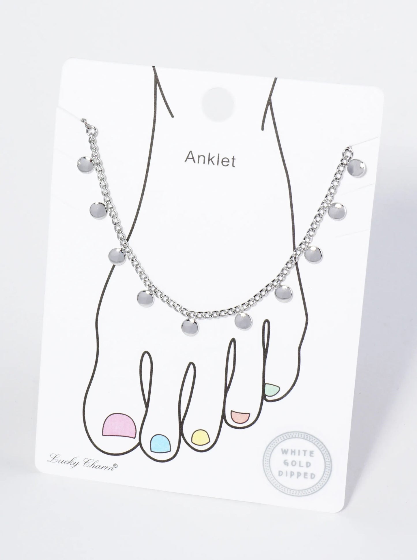 18K Gold Dipped Brass Disc Charm Tassel Anklet