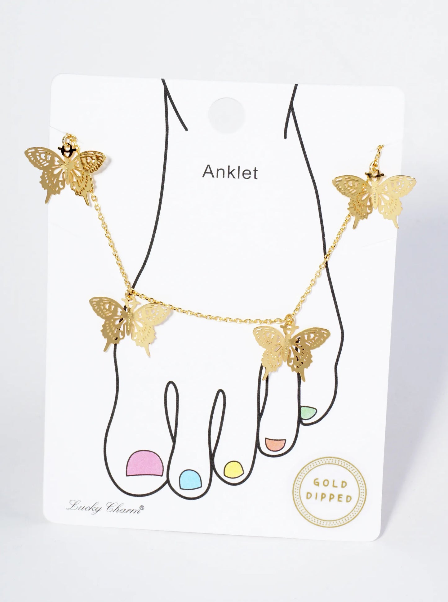 18K Gold Dipped Brass Filigree Butterflies Chain Anklet