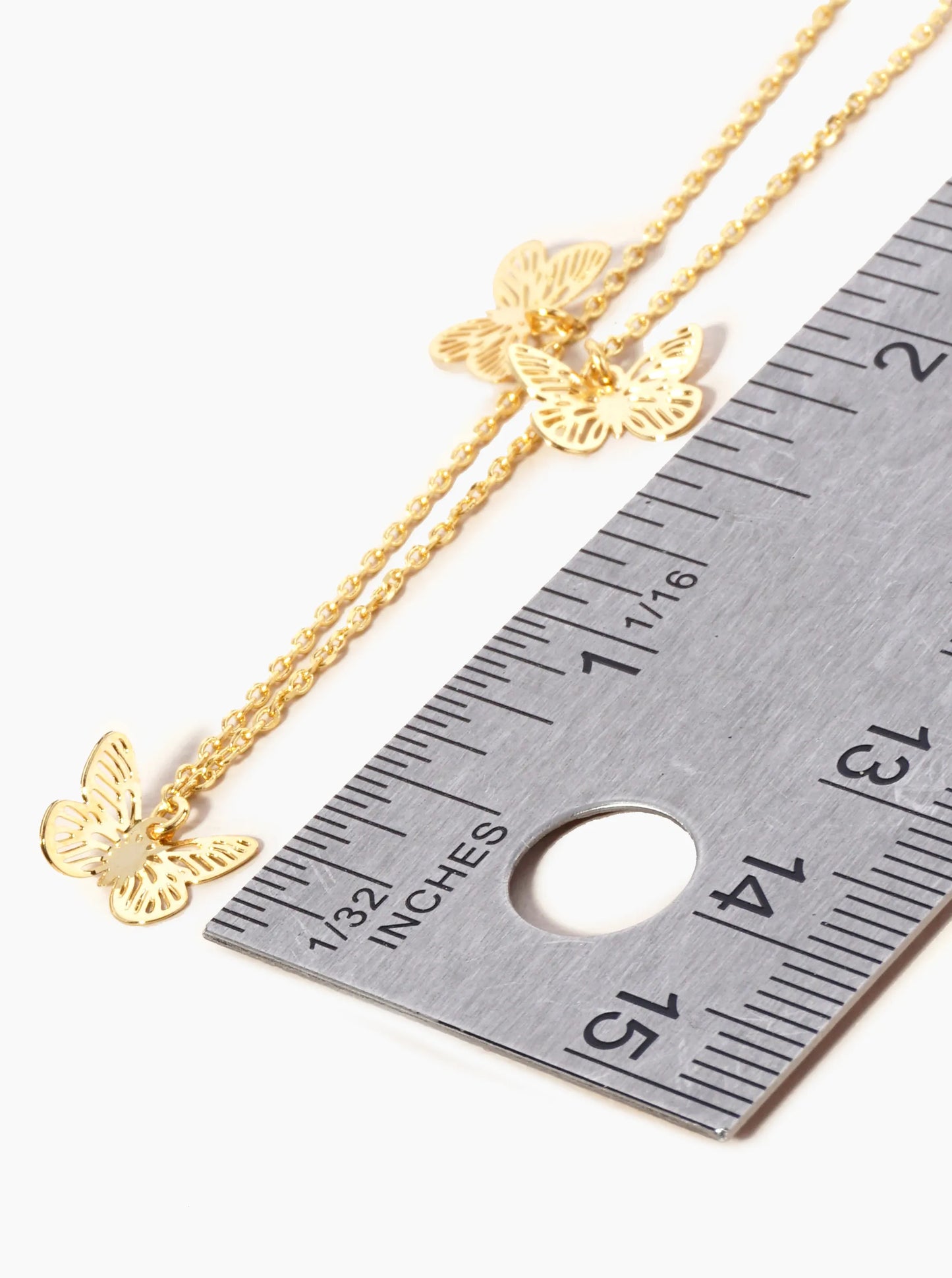 18K Gold Dipped Brass Filigree Small Butterflies Chain Anklet
