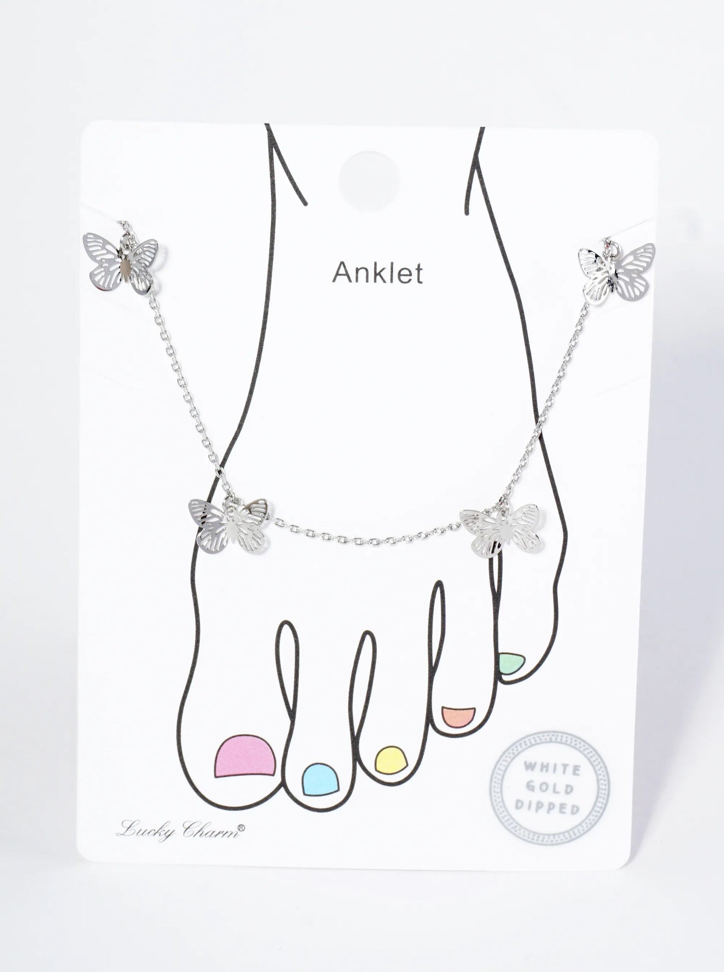 18K Gold Dipped Brass Filigree Small Butterflies Chain Anklet